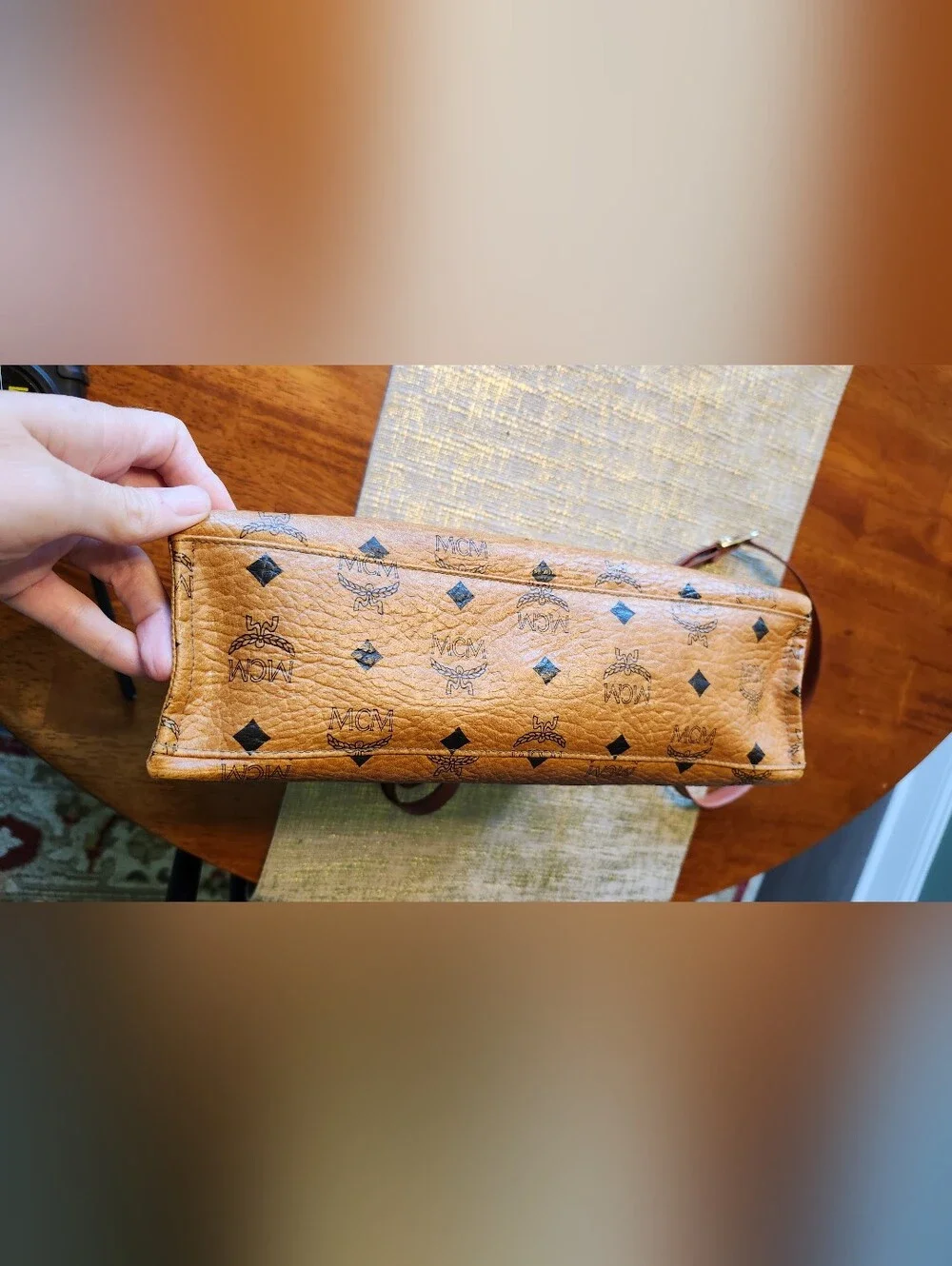 Vintage 1980s MCM Cognac Visetos Envelope Foldover Crossbody OR Clutch - Picture 6 of 12